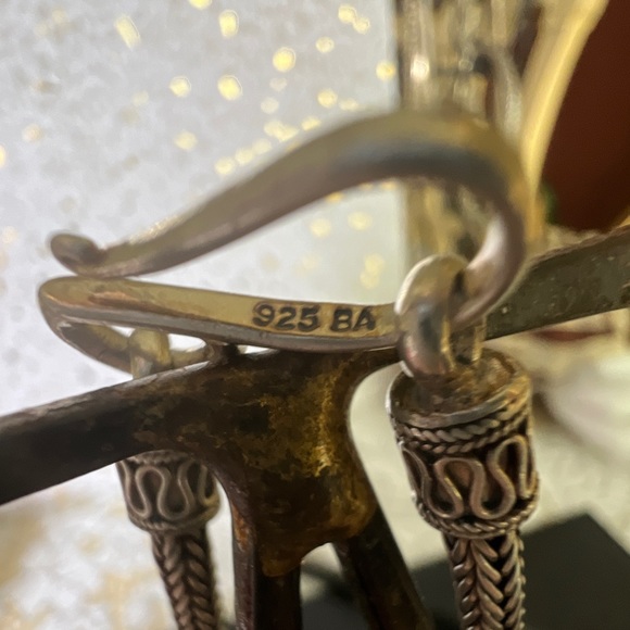 925 ESPO SIG Onyx Pendant & BA Suarti Sterling Round Foxtail Chain Necklace - Picture 6 of 8